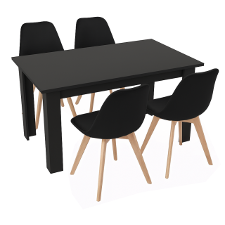 Stół kuchenny 120x80 Czarny +  4 krzesła Bari Czarne